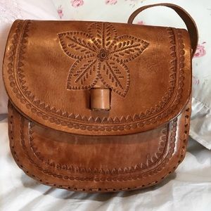 New Leather Boho Flower Handmade Crossbody bag